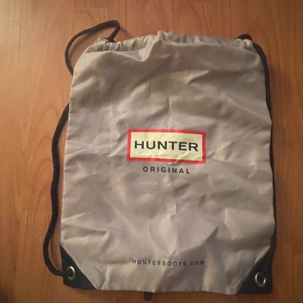Hunter Boot Logo Drawstring Bag Backpack Tote Grey
